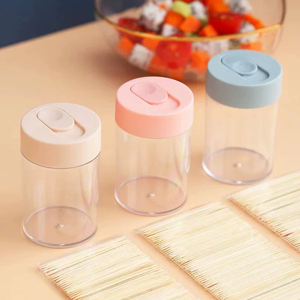 Simple transparent toothpick container creative portable toothpick bottle toothpick jar LOGO home living room toothpick box wholesale