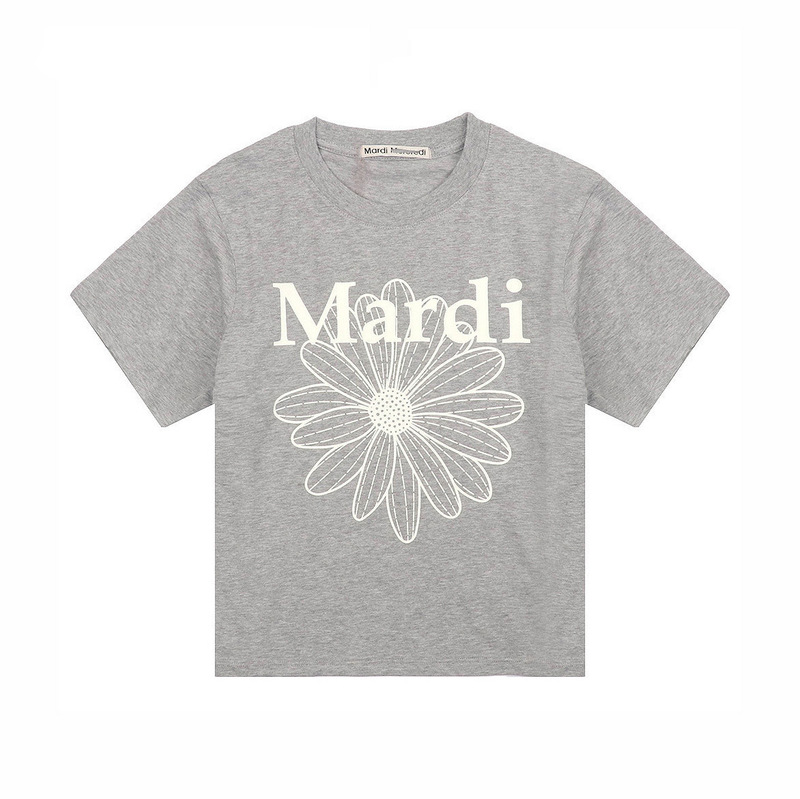 韓国マルディトレンディな半袖フラワープリントゴールドハイシルバー夏ラウンドネック純綿ルーズTシャツトップトレンディ|undefined