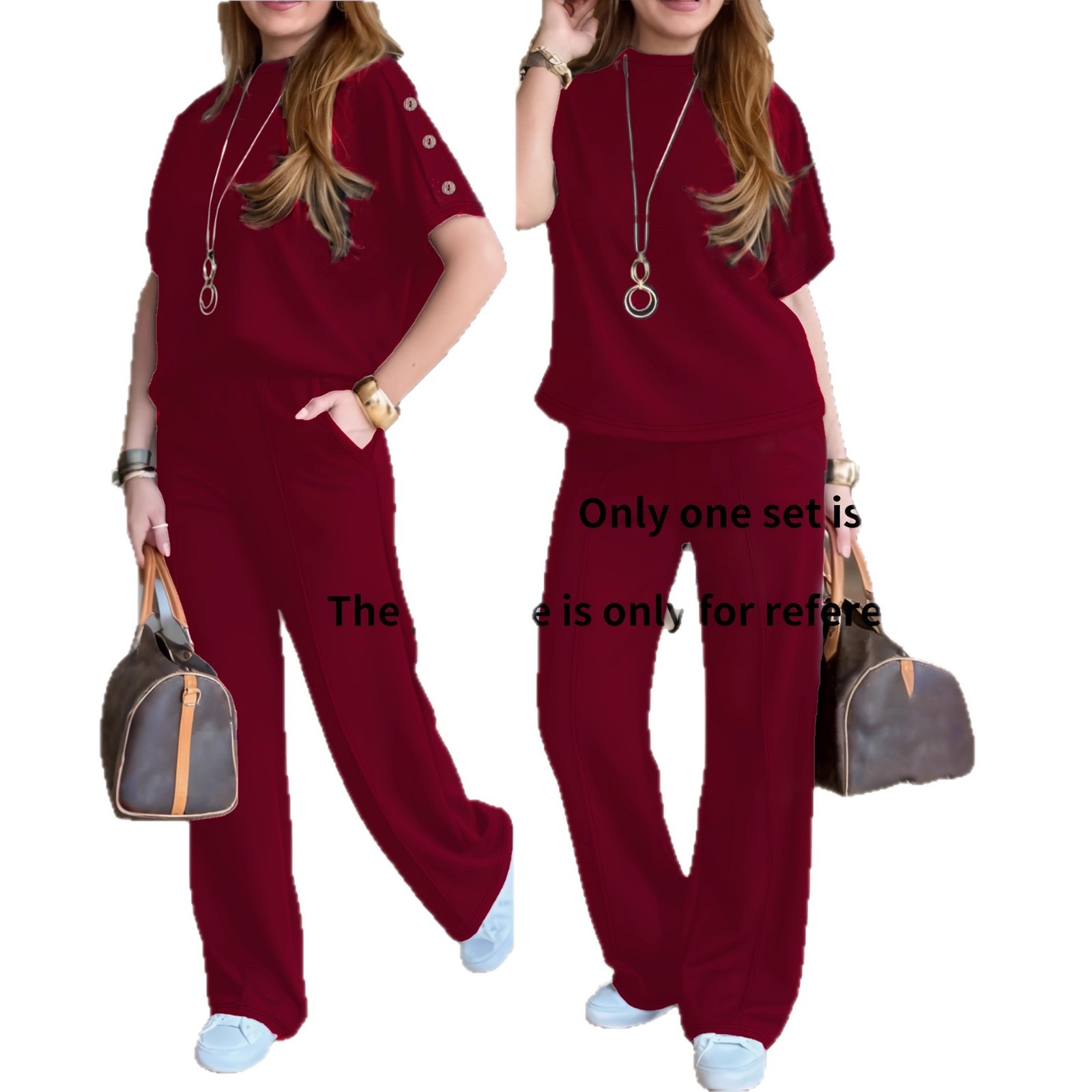Women's Casual Two-Piece Set, Solid Color Loose Fit Lounge Wear, Comfortable Long Sleeve Top And Trousers Outfit_ecoleips.com