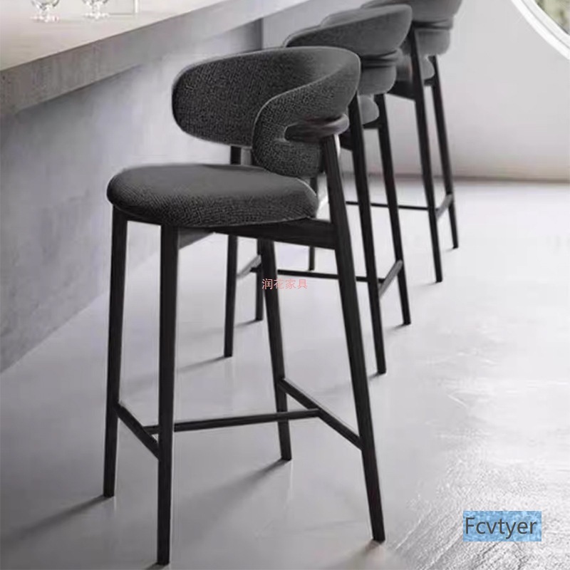 Lai Ao Backrest Soft Bag Source Tavern Restaurant Chair Fabric Chair Stool Home Living Room Bar Chair Bar Chair High Feet