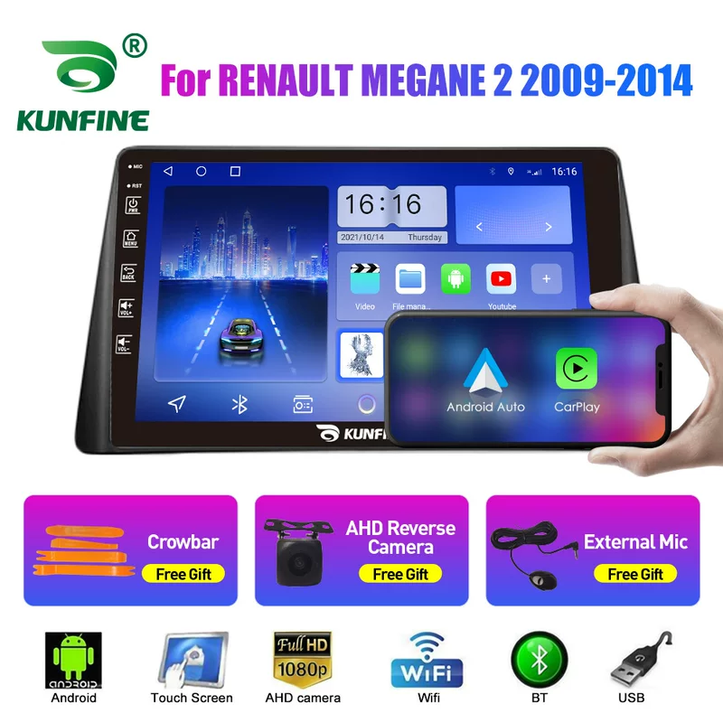 Подходит для Renault Megane 2 2009-2014 навигационная система Android 9-дюймов зеркало заднего вида встроенный автомобильный модуль