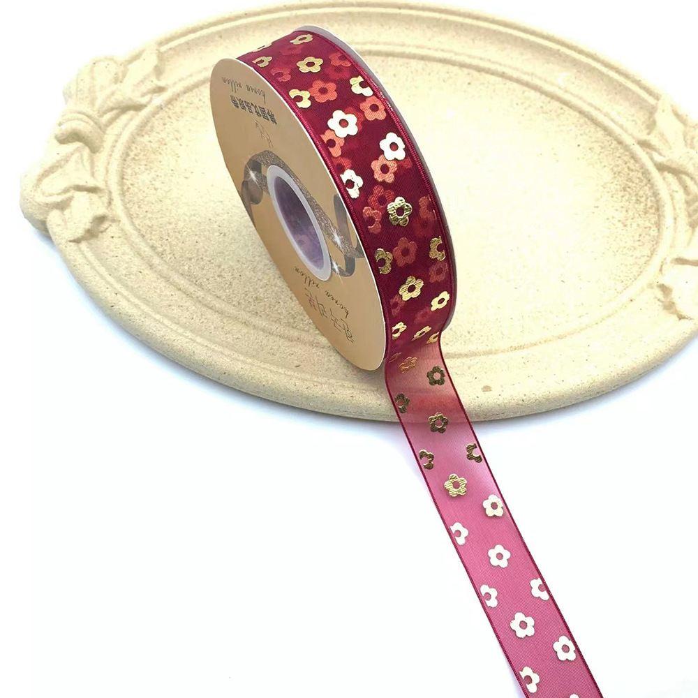 2,5 hilo transparente dorado Cinta vino rojo estrella de cinco puntas hilo de nieve cinta Barra soporte hecho a mano DIY cinta de embalaje al por mayor