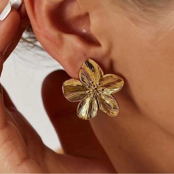 golden retro brand earrings