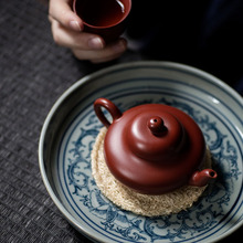 仿古青花壶承手绘藤兰中式果盘茶托做旧瓷器陶瓷茶盘干泡盘茶点盘