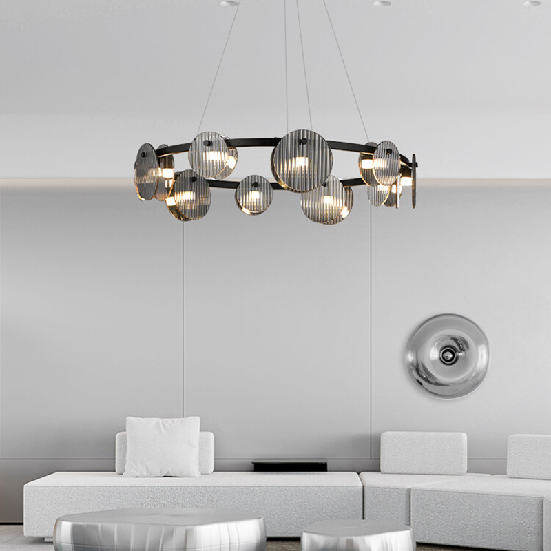 suministro de comercio electrónico italiano minimalista lámpara de sala de estar moderna minimalista diseñador de vidrio creativo nórdico anillo lámpara de comedor