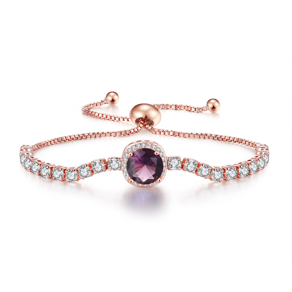 Bracciale a catena con pietra di nascita in zircone per donna_voghion.com