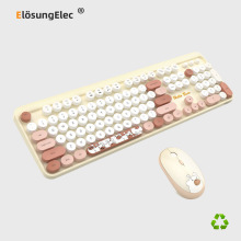 【Elosung】可爱粉色彩色卡通键盘鼠标套装EE-2747