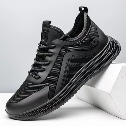Soft-soled casual shoes for men  new simple black sports shoes breathable non-slip outdoor work shoes for men cross-border