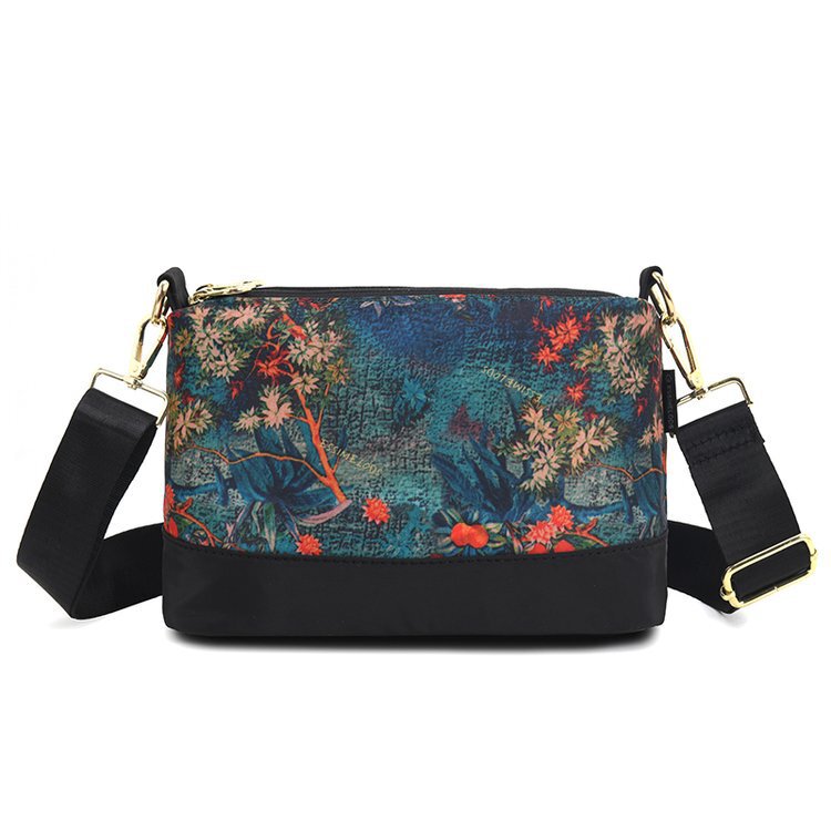 Fashion casual nylon zipper stitching fashion girls shoulder bag light and comfortable wear-resistant