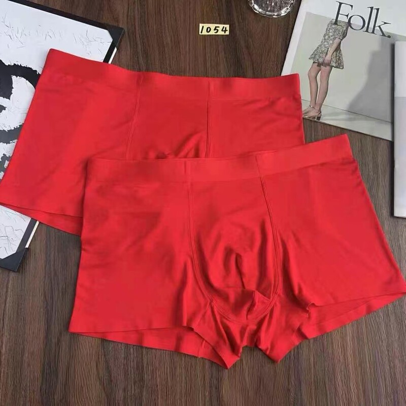 Men's Underwear New Style Modal Fiber Red Festive Boxer Briefs for the Year of Birth and Weddings, Special Price Wholesale