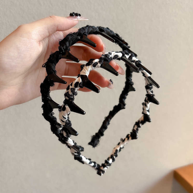 Simple con dientes ondulados banda de cabello para mujeres de alta presión craneal banda de cabello para el cabello diaria universal clip de cabello acabado artefacto tocado