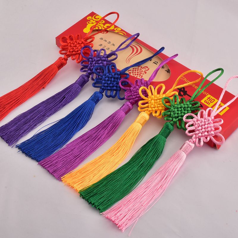 In stock direct sales Chinese knot small size 6 knot finished pendant bright red handmade tassel tassel for foreigners gifts