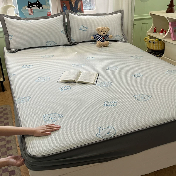Fitted sheet style "Mianmian Bear" PE jacquard cool beans
