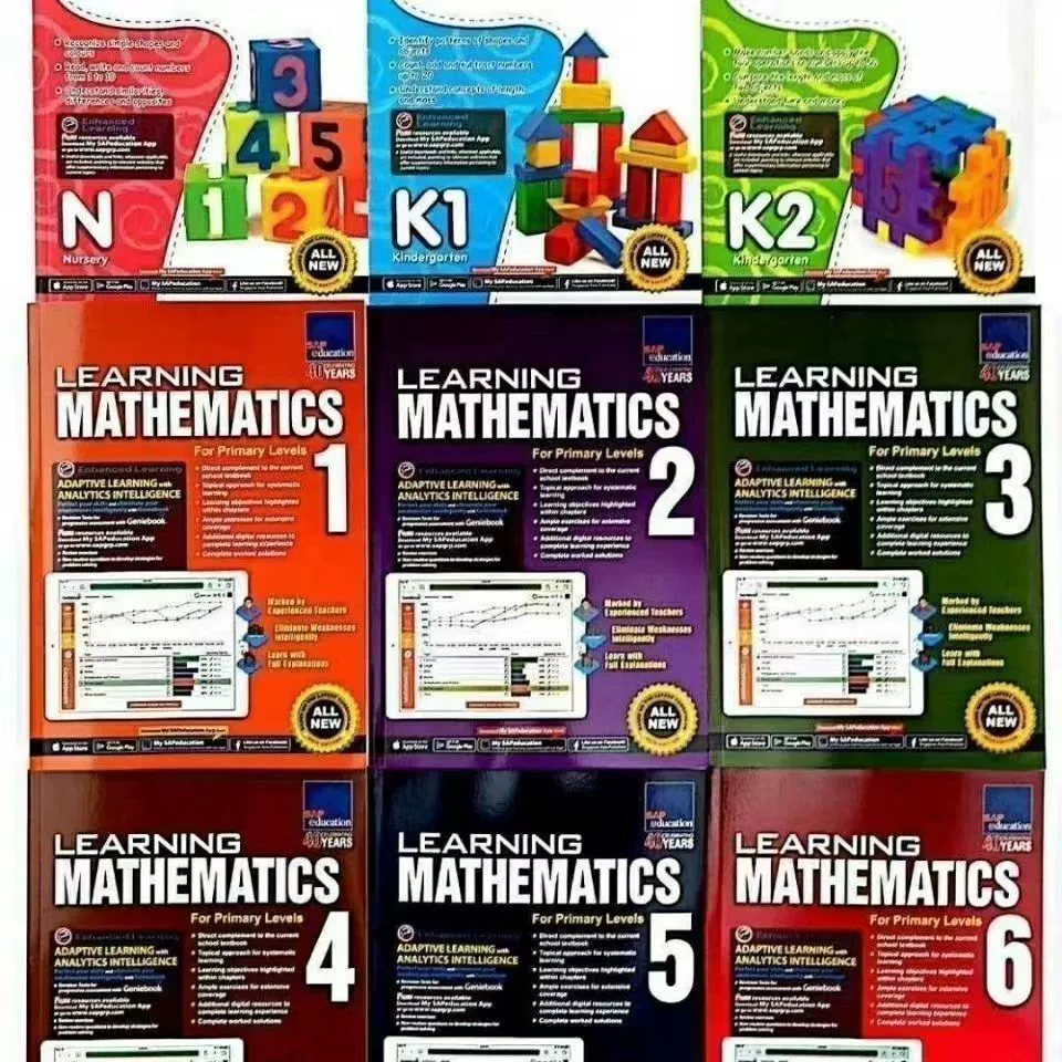 Сингапурский учебник по математике SAP Learning Mathematics 1_6 класс тетрадь с упражнениями полный набор из 9 томов