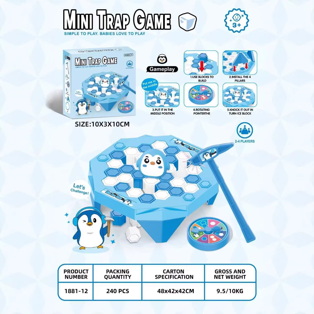 Ice-Breaking Cinnamon Kulou Puzzle Little Penguin Knocking Ice and Pushing Wall Game Kidsren's Toys Boys and Girls Gifts Birthday Gifts