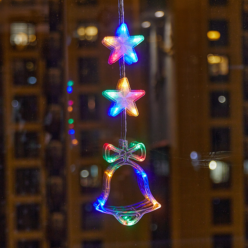 Nuevo estilo transfronterizo Navidad ambiente creativo LED ventosa decoración de la lámpara decoración del festival lámpara de estrella de cinco puntas colgante colgante image 20