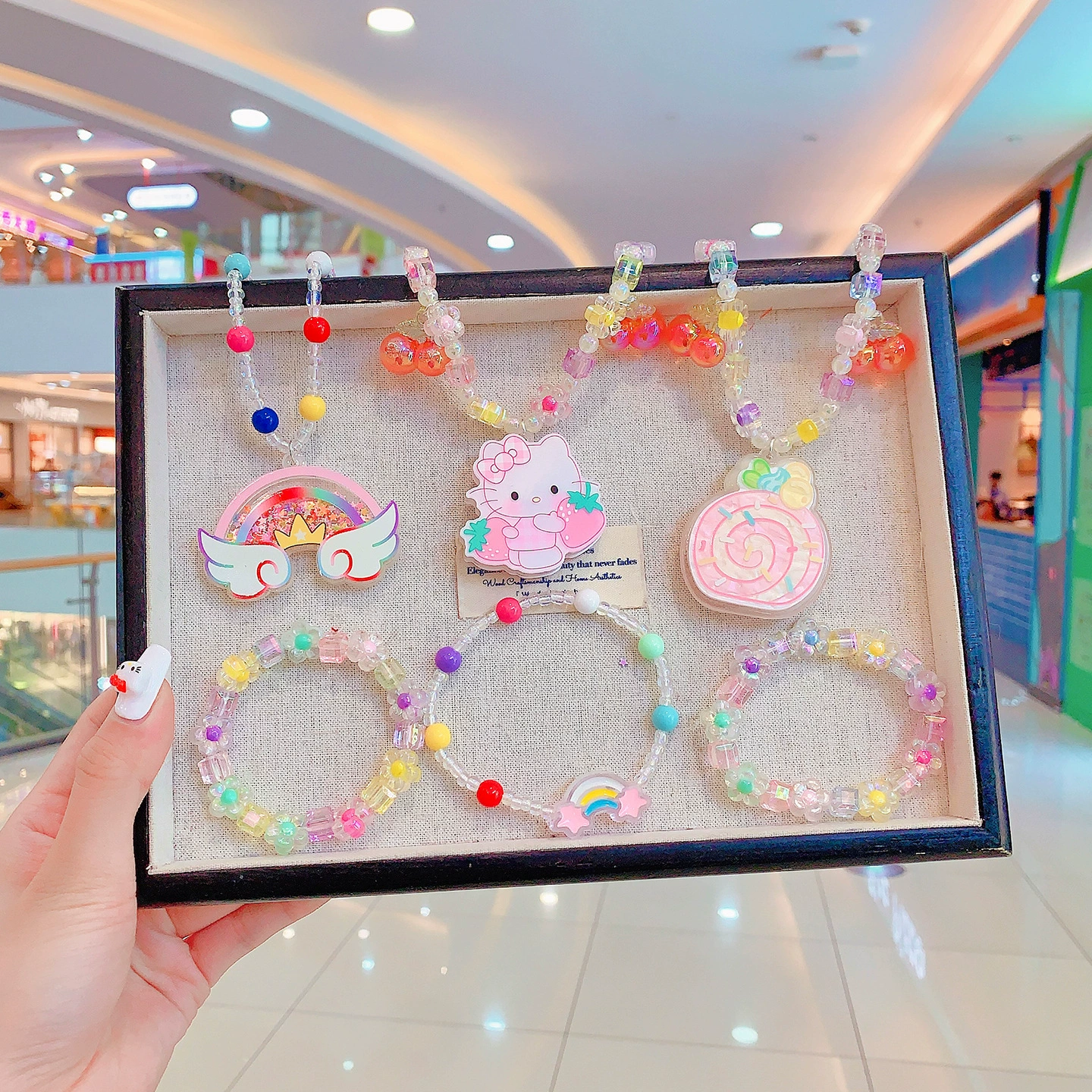 Новый милый браслет Sanrio из бисера, изысканный браслет для девочек, цветочные бусины, детские универсальные украшения для малышей