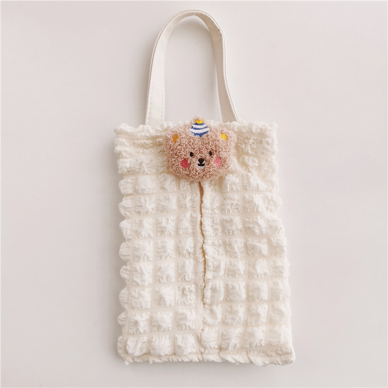 Korean-style cute bear tissue box cover for car seat backs, suitable for babies and children