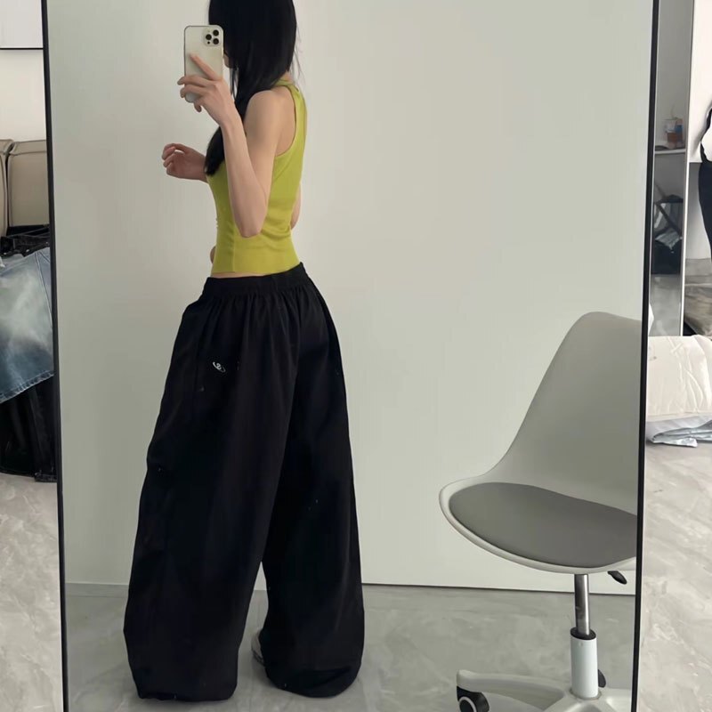 Quick-Dry American-Style Work Pants, Trendy Loose High-Waisted Slimming Versatile Straight Wide-Leg Pants, Jazz Casual Long Pants