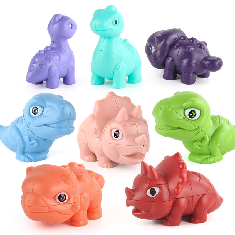 Simulación transfronteriza animal dinosaurio cubo rubico rotación color sólido de segundo orden alienígena dinosaurio espada dragón descompresión juego de juguetes cubo rubico