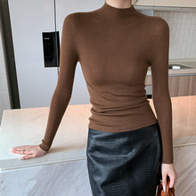 【定制】2025秋季半高领打底衫长袖美丽诺可机洗澳洲羊毛针织衫女