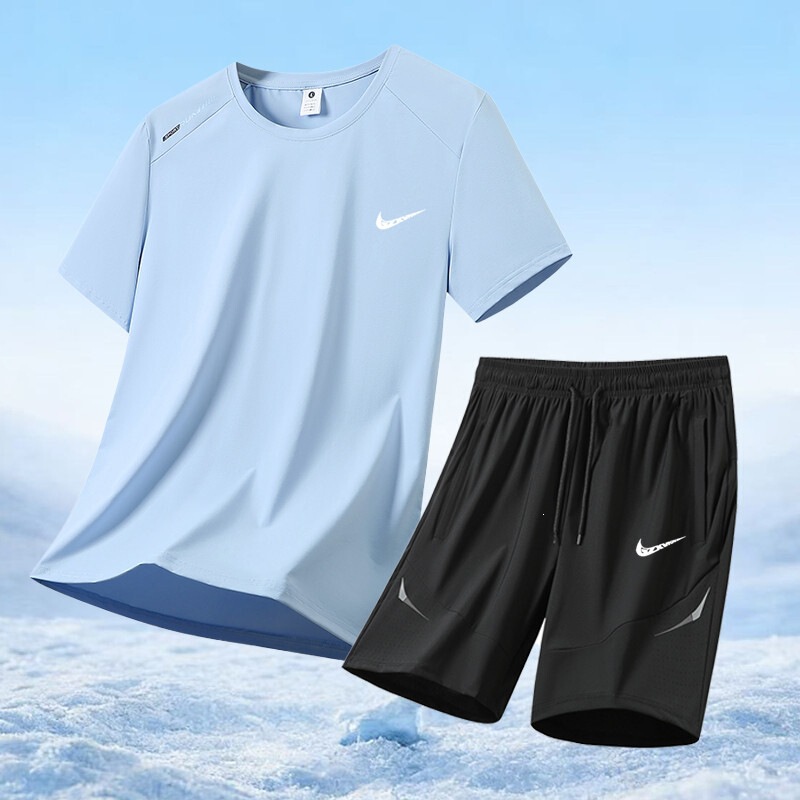Large Size Casual Sports Suit for Men, New Summer Style, Quick-Drying Short-Sleeved T-Shirt, Shorts, Breathable, Loose, Casual Two-Piece Set Large Size Casual Sports Suit for Men, New Summer Style, Quick-Drying Short-Sleeved T-Shirt, Shorts, Breathable, Loose, Casual Two-Piece Set