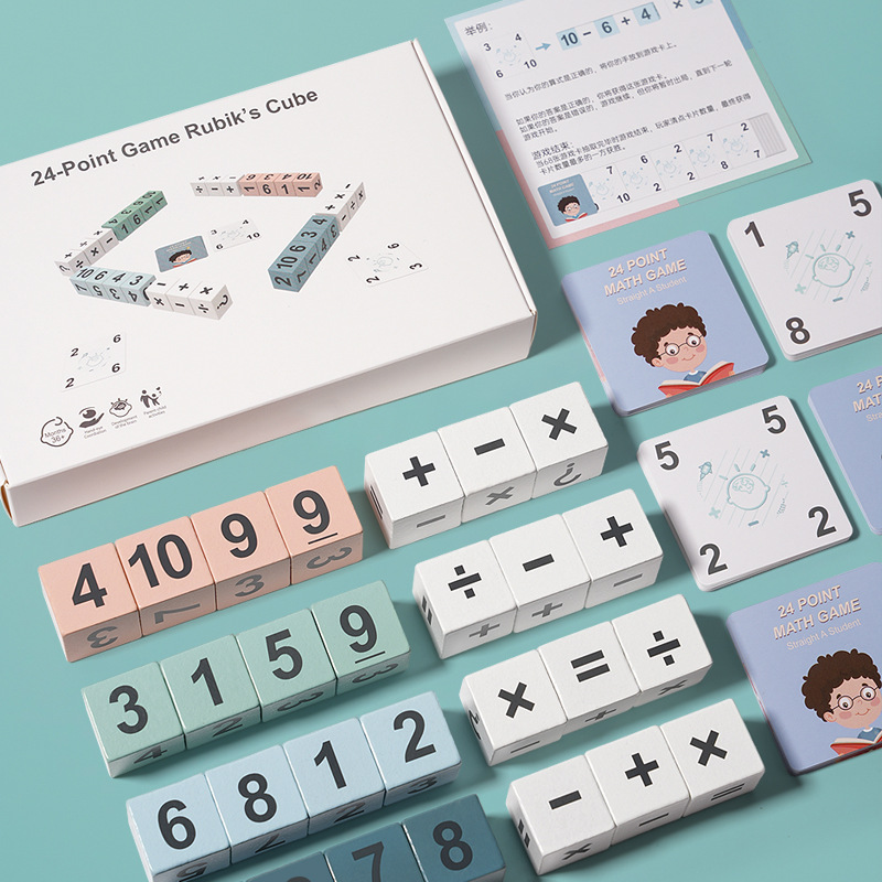 Diversión de madera Adición y resta de 24 puntos Cálculo de cubo digital educación temprana iluminación educativa juego de mesa interactivo entre padres e hijos juguete image 5
