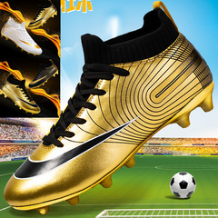 Cross-border dropshipping gold-plated bottom football shoes for men, high-top, broken nails, middle and large children, students, adults, competition AG long nails sports shoes