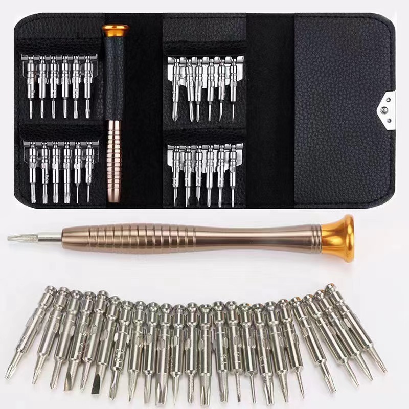 25-in-1 Multifunctional Leather Case Screwdriver Combination Set Apple Mobile Phone Notebook Disassembly and Repair Tools