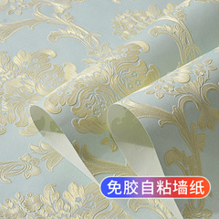 European-style pastoral 3D self-adhesive wallpaper, warm bedroom decoration sticker, living room 3D TV background wall room wallpaper