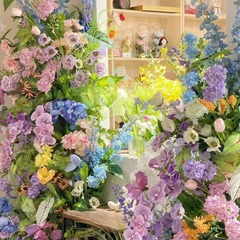 モネ花園シミュレーション花油絵風モネの窓シミュレーション花店装飾造景結婚祝い造花