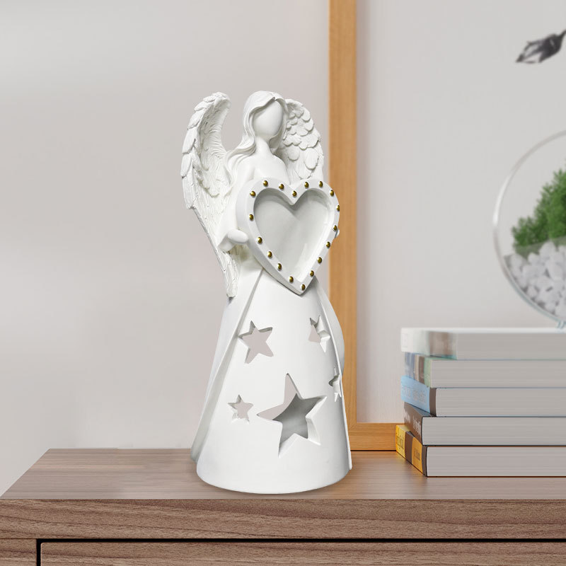  Special Angel Photo Frame Candlestick Sculpture Replaceable Photo Frame Paper Commemorative Gift Resin Home Living Room Ornaments