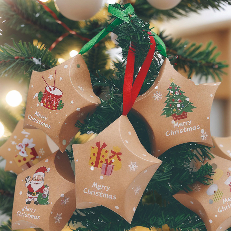 2026 クロスボーダー 5 つ星カートン クリスマス装飾 チョコレート セーフ キャンディ ハンギング クリスマス ツリー ボックス クラフト紙|undefined