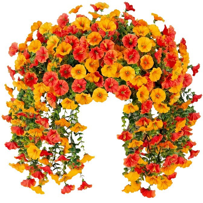 Cross-border temu autumn artificial flower Amazon outdoor 45-mesh eucalyptus trumpet flower artificial flower morning glory