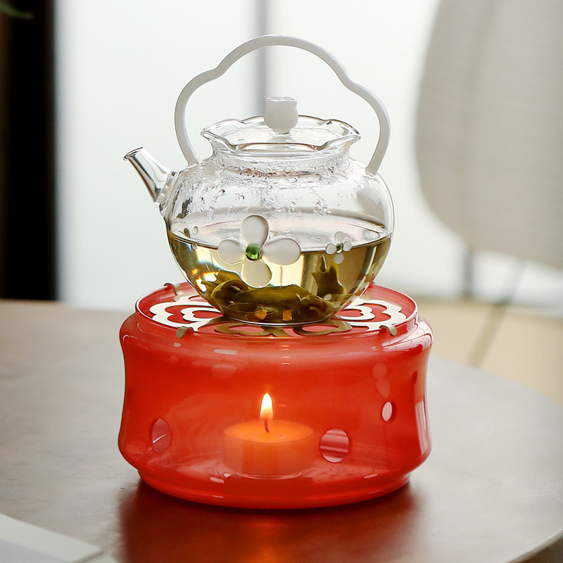 日式加热温茶炉蜡烛底炉玻璃花茶壶保温茶器茶舍酒店餐厅玻璃底座|undefined
