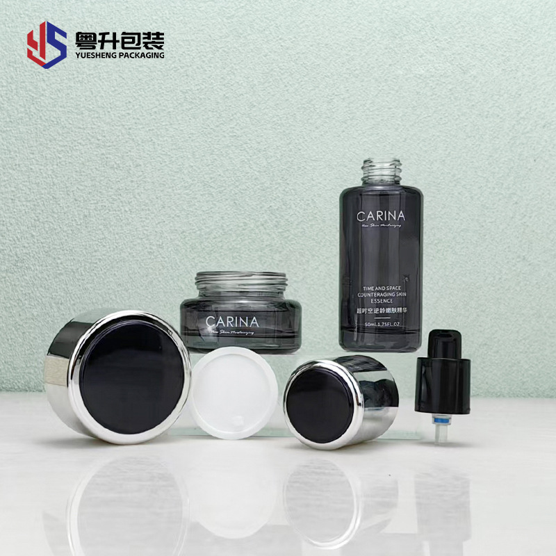 新款直圆玻璃套装瓶100g大容量膏霜100ml乳液分装空瓶30g眼霜瓶|undefined