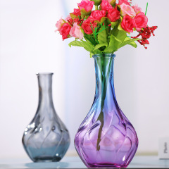European-style decorative piece, colorful gradient, fresh and cute, colored glass vase, transparent vase, office and living room vase