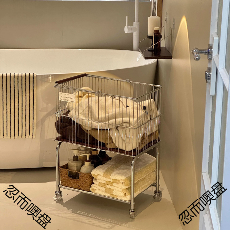 Medieval Style Dirty Clothes Basket Removable Dirty Clothes Basket Trolley Large Capacity Dirty Clothes Basket Bathroom Laundry Basket Storage Rack