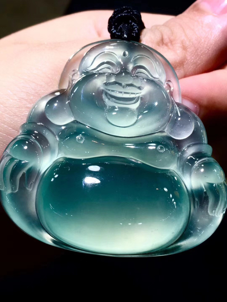 缅甸翡翠玉佛吊坠玉佛笑佛冰种观音佛翡翠吊坠男女款挂件首饰礼物