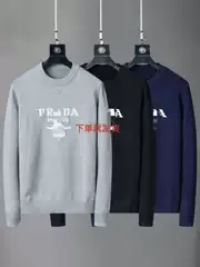 New Prada-Edition All-Over Print Velcro Knit Sweater Top Unisex Long-Sleeve Crew Neck Casual Pullover