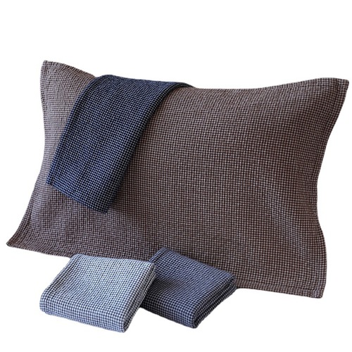 Pure Cotton Pillowcase Washable Cotton Pillowcase Manufacturer Wholesale Thick Plain Color Check Pattern Adult Couple Breathable Absorbent Dropshipping