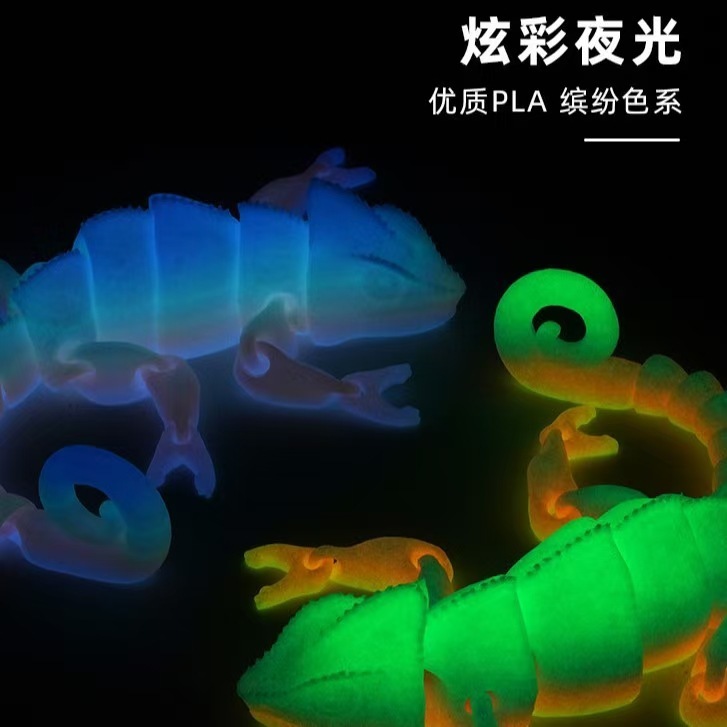 跨境3D打印变色龙蜥蜴模型全身关节可动仿真宠物生日礼物搞怪玩具|undefined