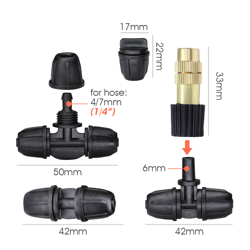 boquilla de riego automática de riego de flores en verano enfriamiento ajustable boquilla de cobre pulverización al aire libre conjunto de riego automático de goteo