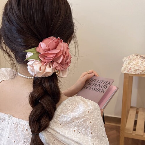 2024 Super Fairy Flower Large Intestine Hair Tying Ribbon for Girls Elegant Style Rubber Band Hair Tie Ins
