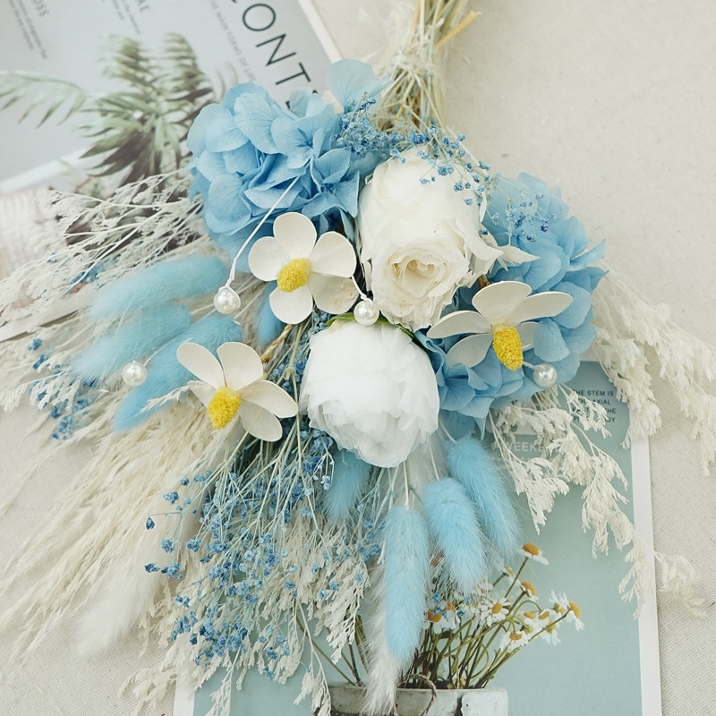 Bouquet de fleurs séchées rose éternelle et gypsophile déco_voghion.com