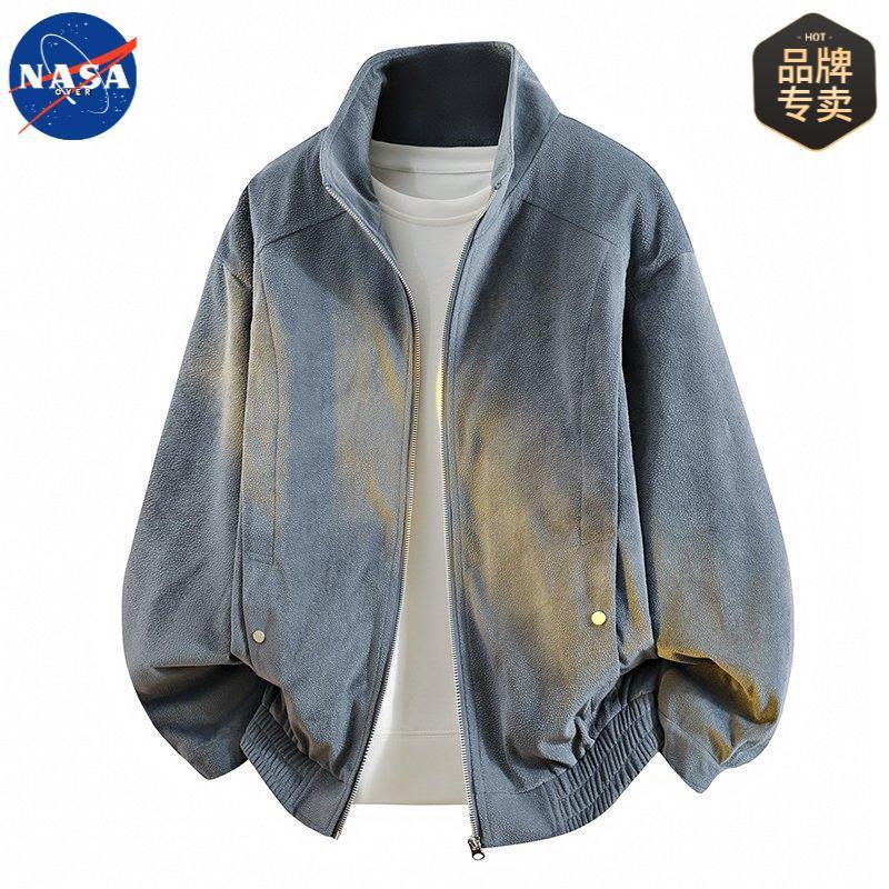 NASA品牌高质量绒感保暖夹克男士秋季新品高级感宽松潮牌大码外套|undefined