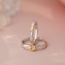 乾佳S999足银日月同辉情侣对戒情人节礼物高级设计小众手饰代发