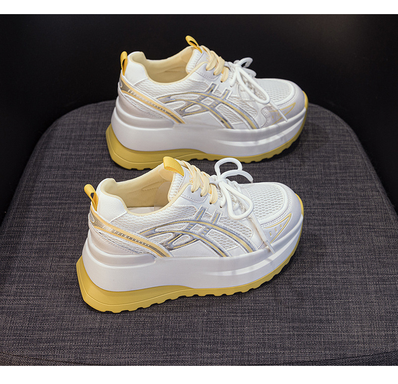 Giày sneaker nữ đế dày phong cách cổ điển, tăng chiều cao, thoải mái — Vàng 5053, Xám 5053, Tím 5053 chi tiết 22