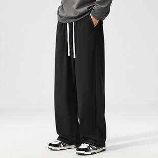 K3711 Large Size Straight Casual Pants for Men 180kg Fat People Plus Fat Plus Size Sports American Versatile Floor-Length Wide-Leg Pants