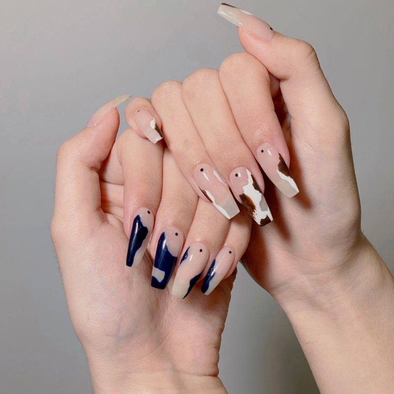 Cow Double Color Ballet Nails Wearable Manicure Finished Fake Nails Manicure Patches Nail Patches Removable Nails Cow Double Color Ballet Nails Wearable Manicure Finished Fake Nails Manicure Patches Nail Patches Removable Nails